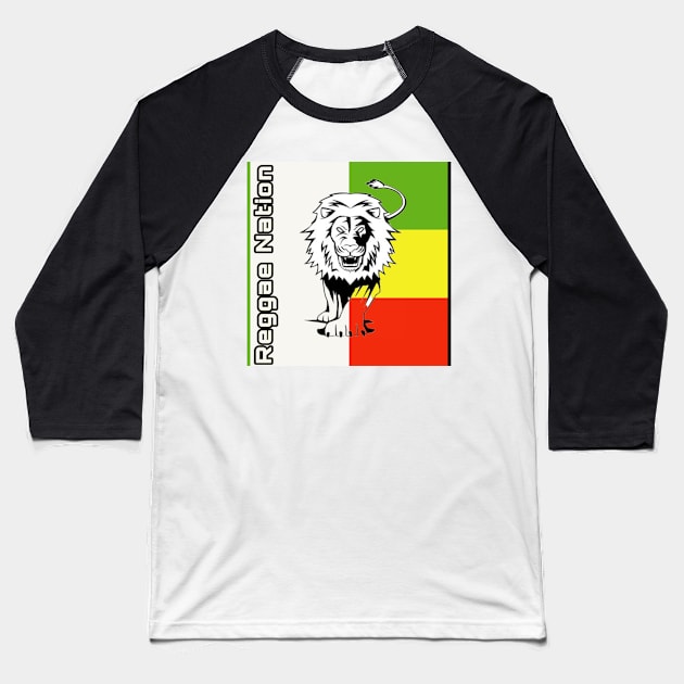 Reggae Nation (white) Baseball T-Shirt by Rockers Media